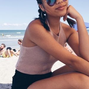 Brandy Melville pink knit halter top